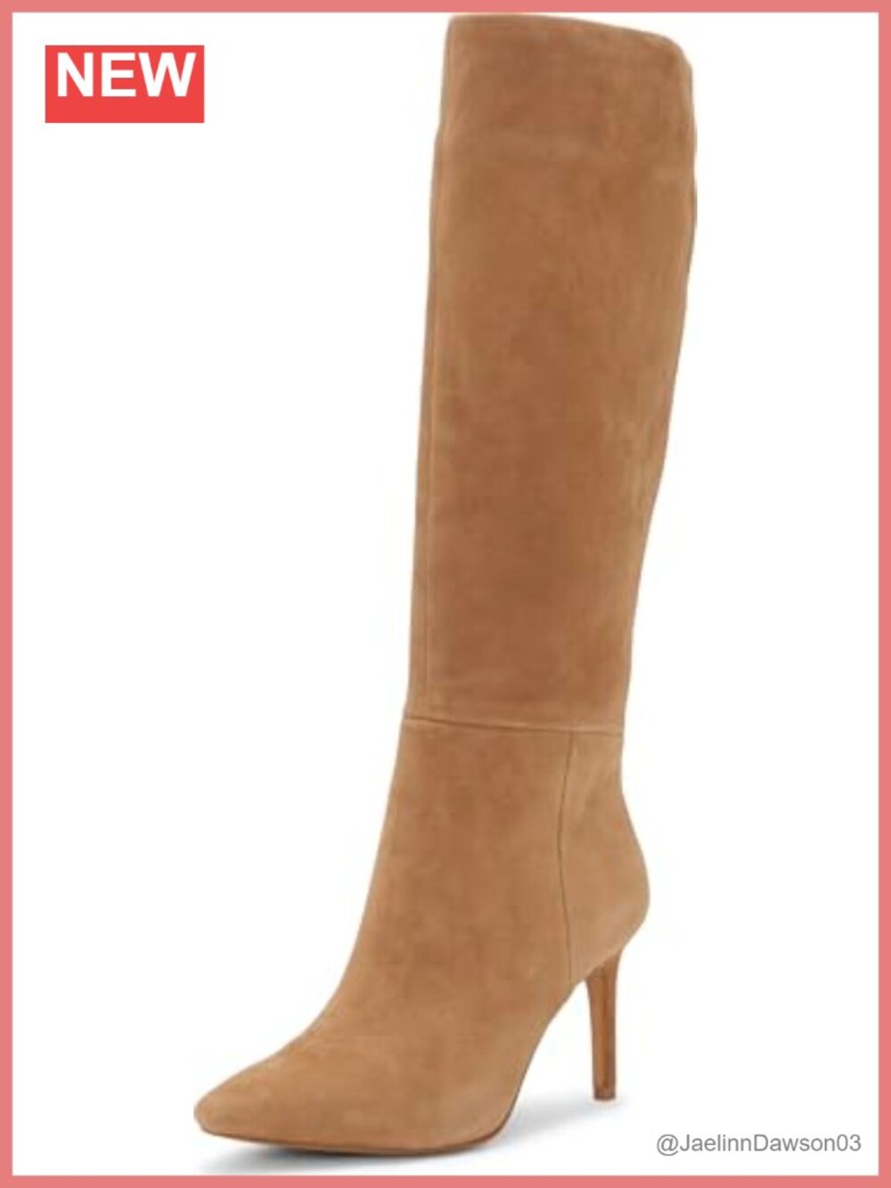 Suede Knee-High Boots with Almond Toe and Padded Footbed